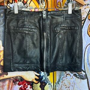 All Saints Black Leather Mini Skirt